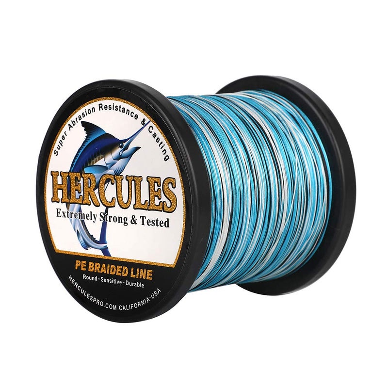 HERCULES Super Cast 1000M 1094 Yards Braided Fishing Line 80 LB Test for Saltwater Freshwater PE Braid Fish Lines Superline 8 Strands - Blue Camo, 80LB (36.3KG), 0.48MM - Image 1